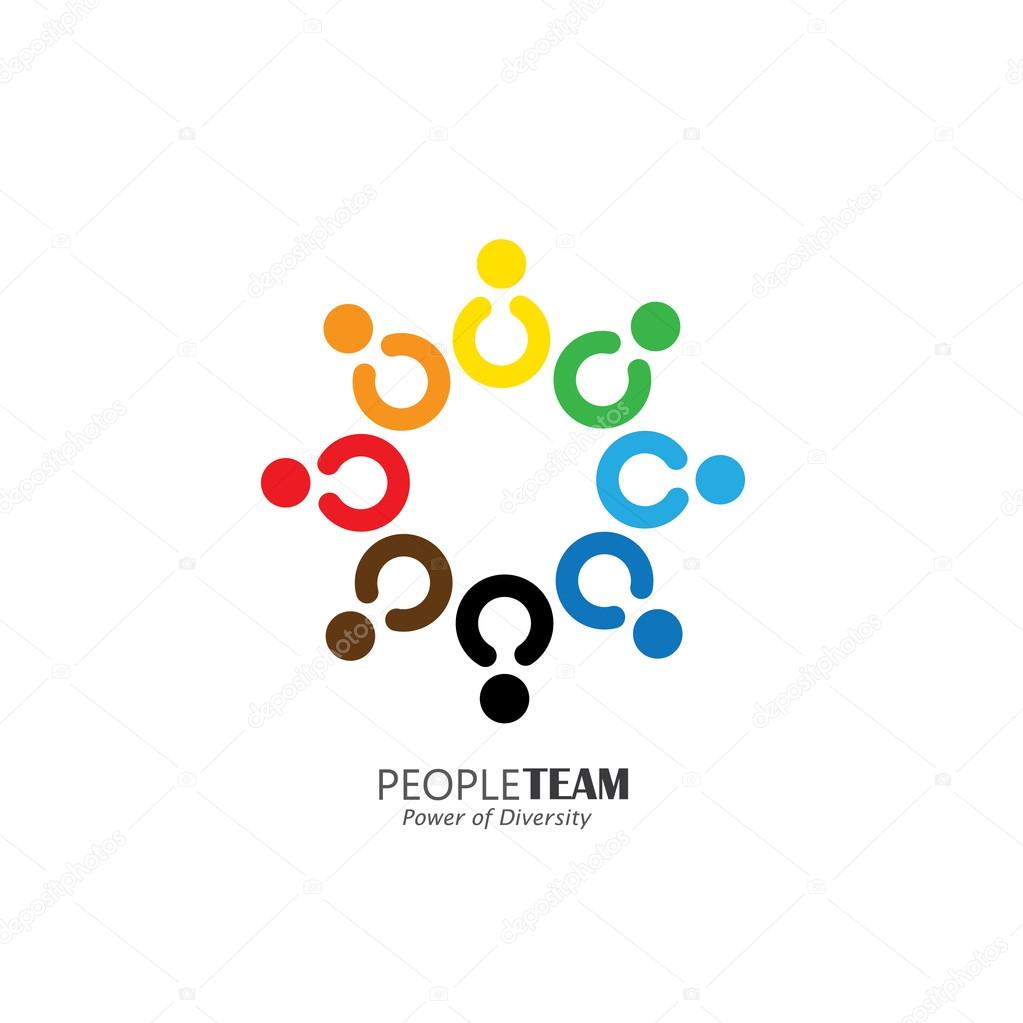 Circle of friendship, cooperation, teamwork concept vector icon. This also represents fun activities, sharing, celebration, being together, unity & solidarity, happy & merry