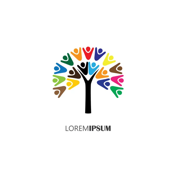 Εικονίδιο με το λογότυπο φορέα του δέντρου με τους ανθρώπους — Διανυσματικό Αρχείο