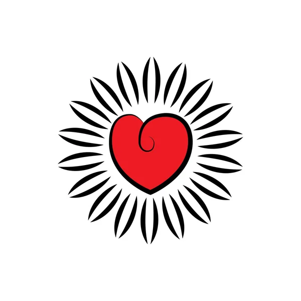 Icône vectorielle de coeur ou d'amour comme fleur en fleurs — Image vectorielle