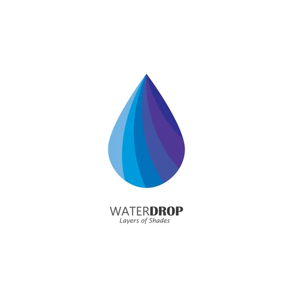Water drop vector icon in blue color with lines — Stock Vector