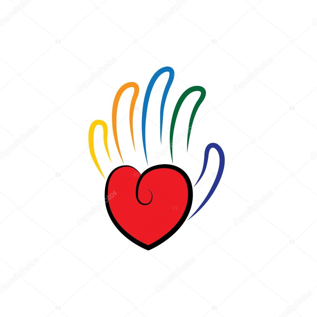 vector icon of palm in shape of hand with line fingers