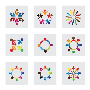 vector logo icons of children playing together