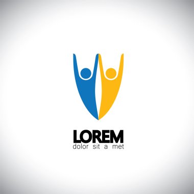 canlı mutlu heyecanlı insanlar arkadaş logo kavramı vektör simge