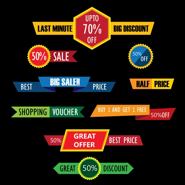 Flat vector design of stickers, tags, banners and labels collect Stock