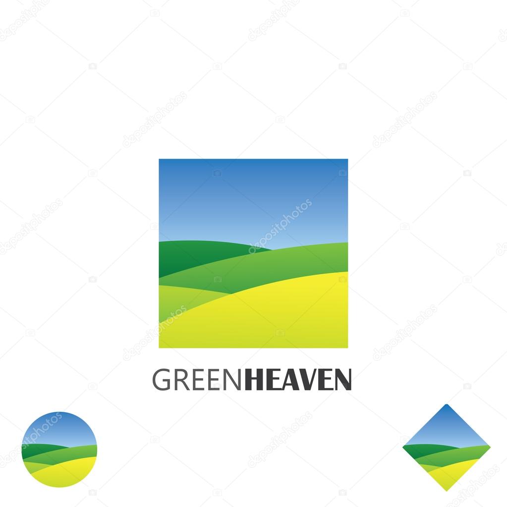 logo vector icon of green farm lands