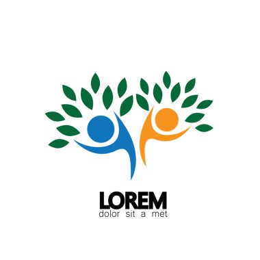 dostluk, temsil eden ağaç kişi logo vektör simge kucaklayan