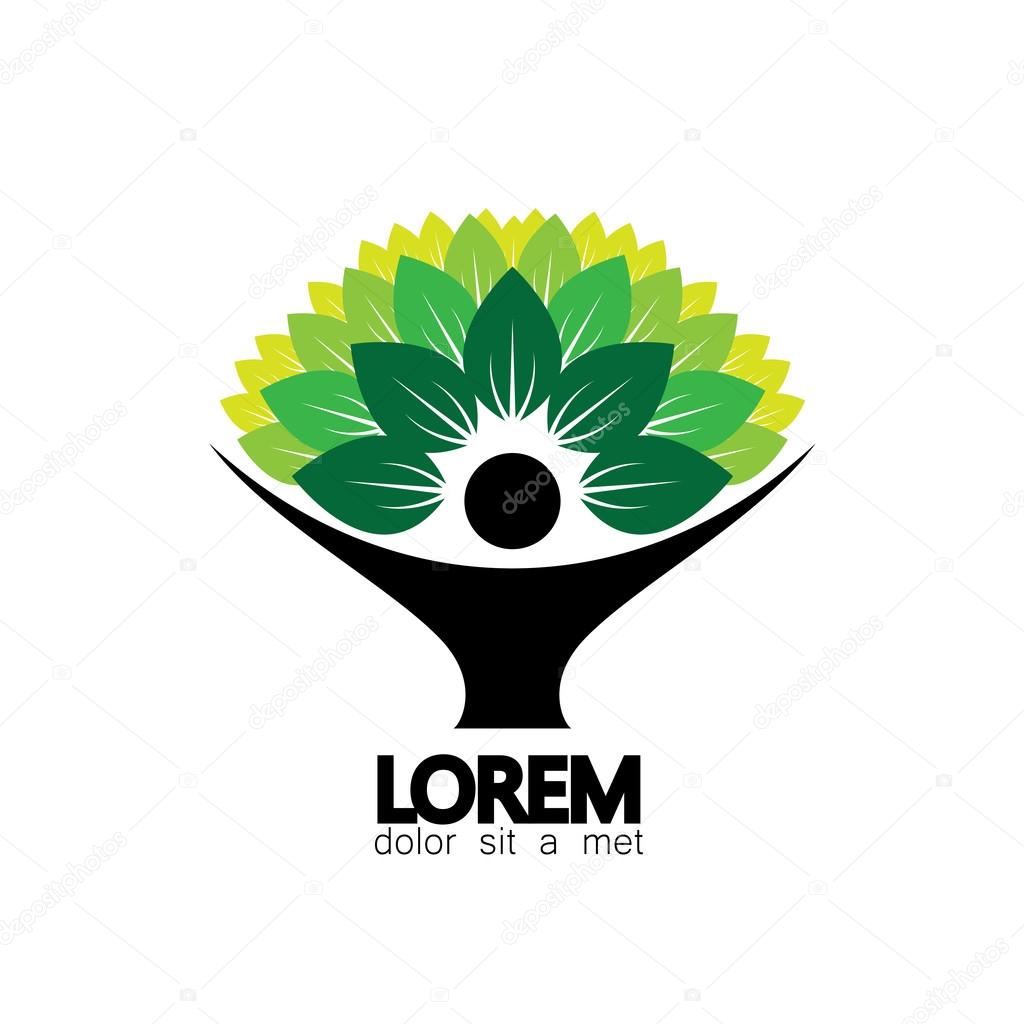 human life logo icon of abstract people tree vector.