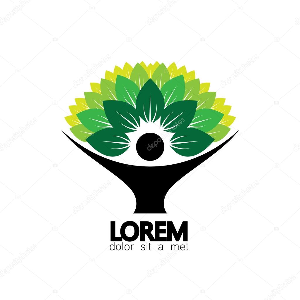 Human life logo icon of abstract people tree vector. this design represents eco friendly green, embracing, hug, friendly, education, learning, green tech, sustainable growth & development