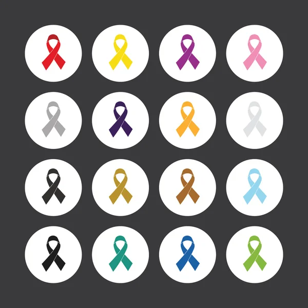 Set of cancer awareness ribbons - vector icons — Stock Vector