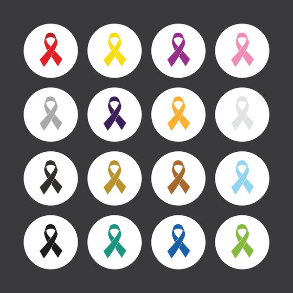 set of cancer awareness ribbons - vector icons