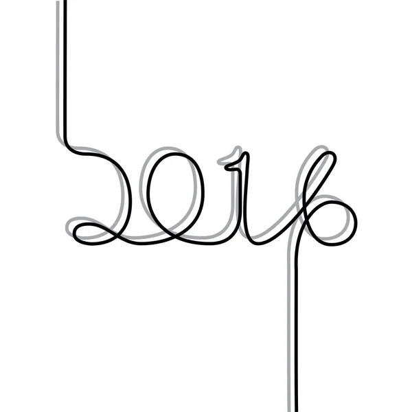 Happy new year 2016 vector design icon made with thread on white — Stock Vector