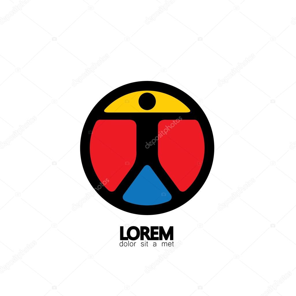 Person doing yoga, fitness and exercise icon - concept vector logo. this illustration also represents health consciousness, healthy living, holistic health concept, alternative therapy and healing