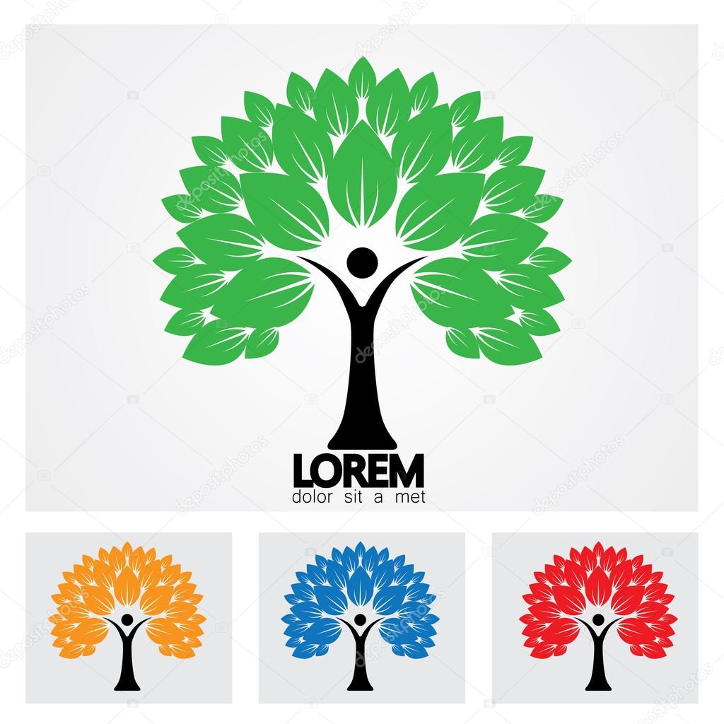 Human life logo icon of abstract people tree vector set. this design represents eco friendly green, embracing, hug, friendly, education, learning, green tech, sustainable growth & development