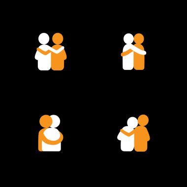 set of logo designs of friends hugging each other - vector icons