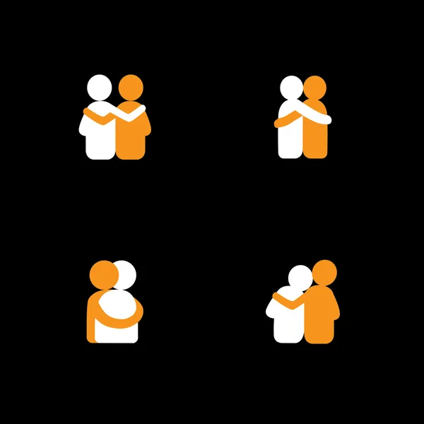 Set of logo designs of friends hugging each other - vector icons — Stock Vector