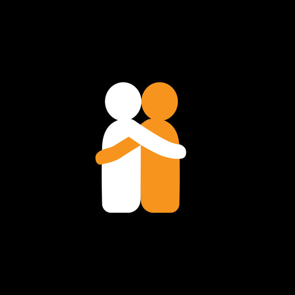 Amantes se abrazan en el amor profundo y el estado de ánimo romántico - icono de vector — Vector de stock