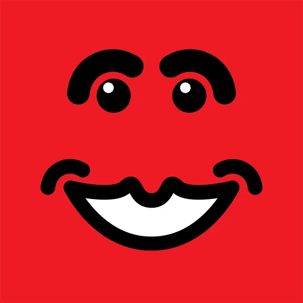 Šťastný usmívající se tvář na červeném pozadí - vektorové grafiky. — Stockový vektor