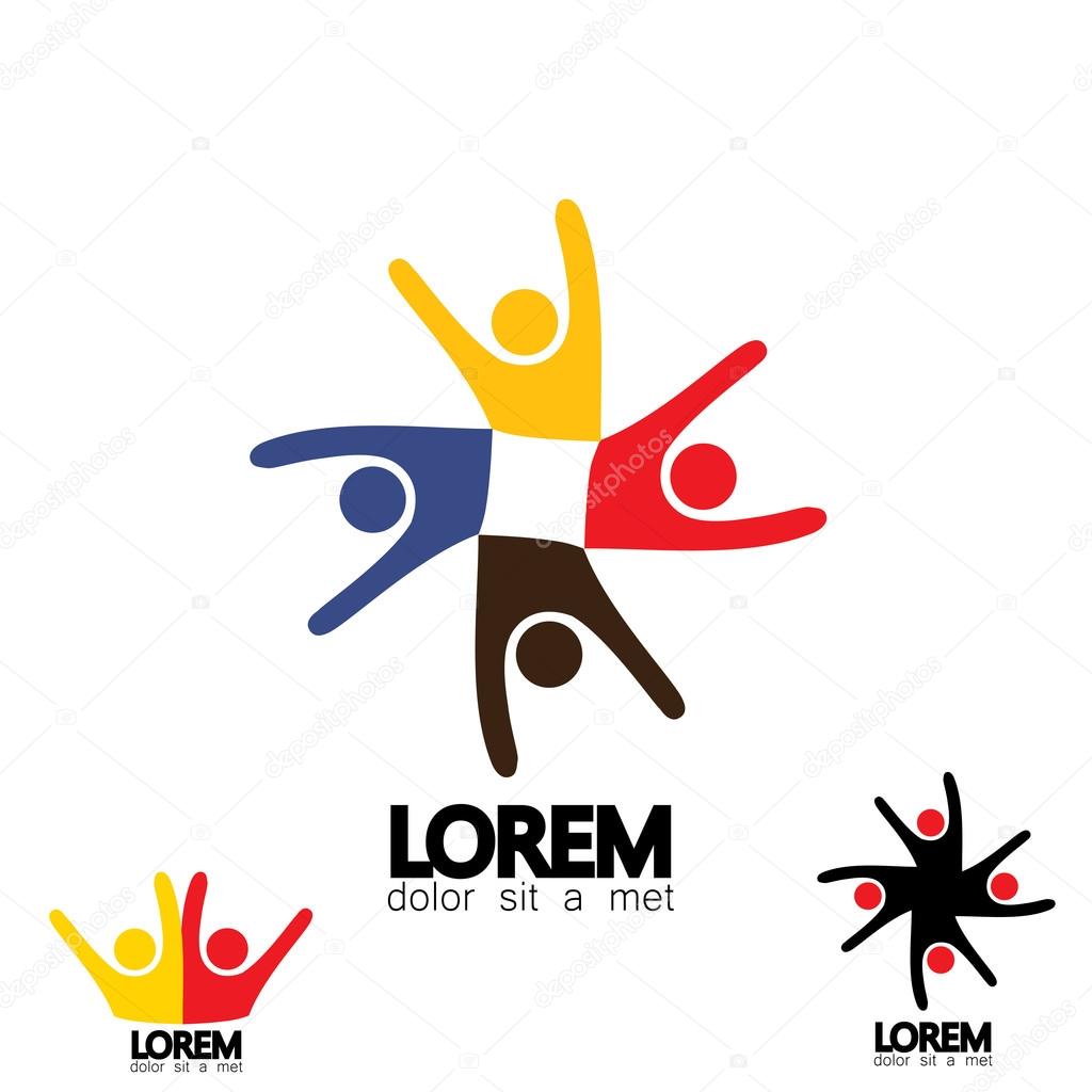 Set of colorful people icons in circle - vector concept school, children. this also represents social media community, leader & leadership, unity, friendship, play group, employees & meeting