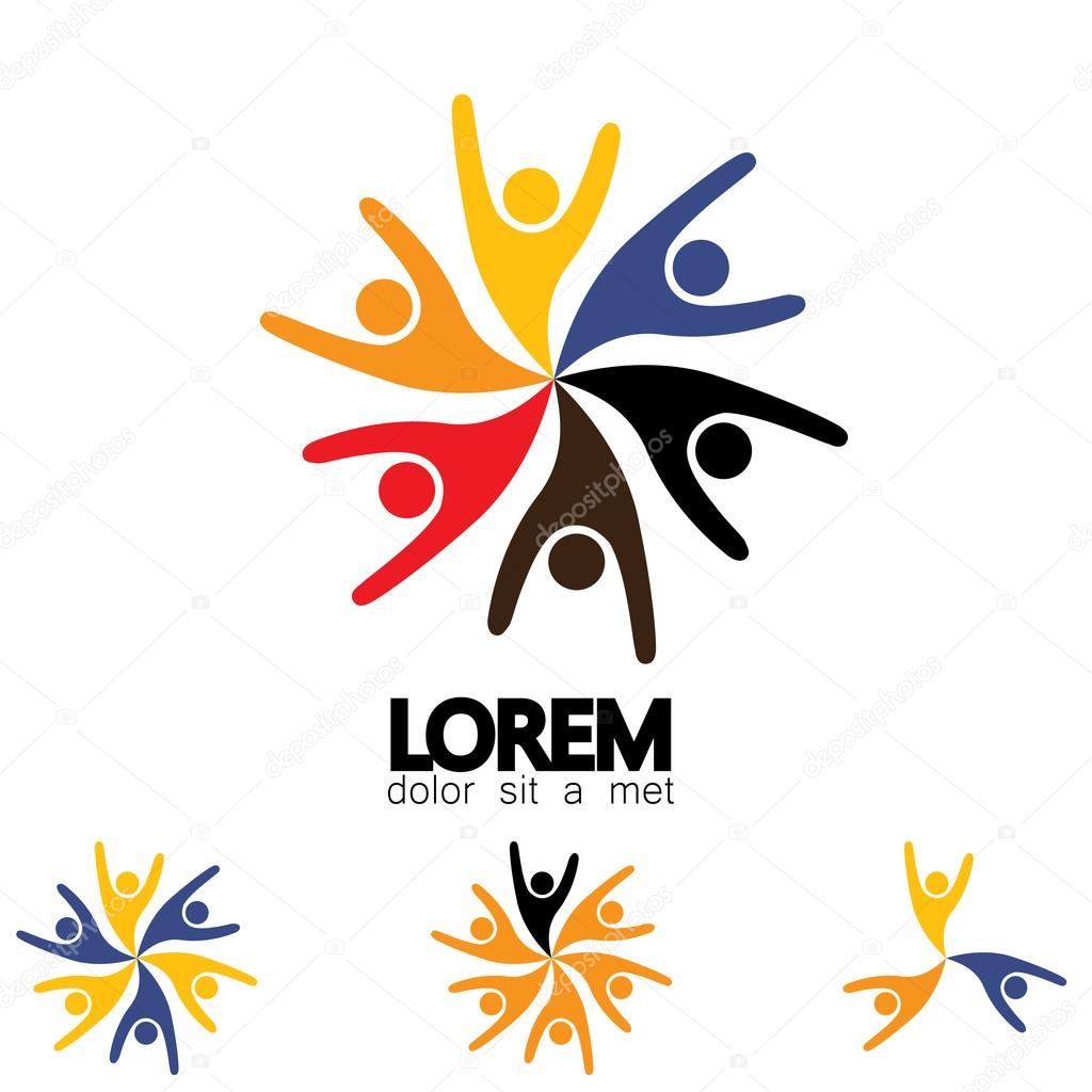 Collection of people icons in circle - vector concept engagement, togetherness. this also represents social media community, leader & leadership, unity, friendship, play group, employees & meeting