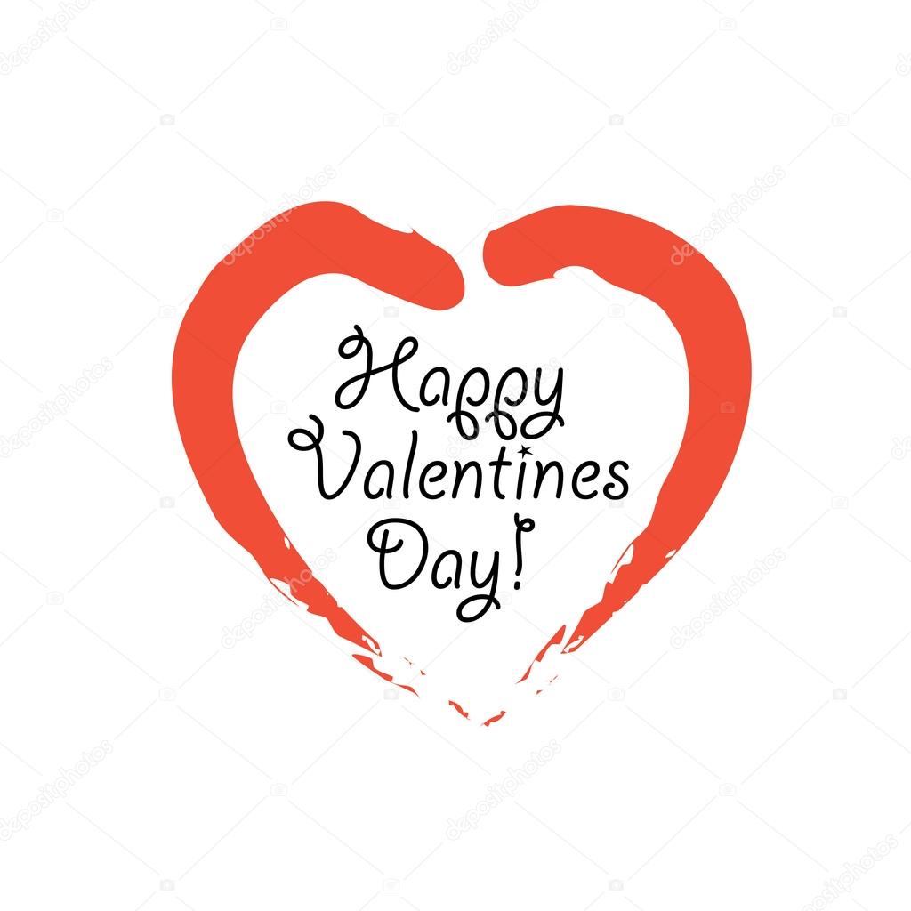 happy valentines day vector graphic with handwritten love or hea