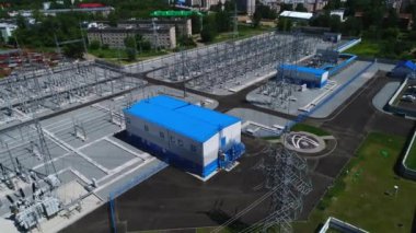 Elektrik dağıtım alt istasyon hava görüntüsü alanı