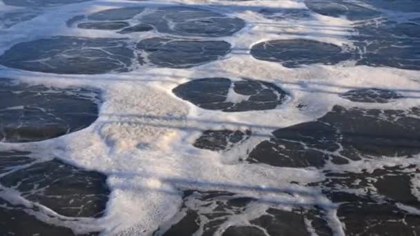 Water at aeration swirls at treatment plant at sunset — 图库视频影像