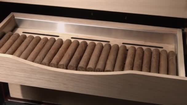 Скользящий ящик с рулонами в холодильнике — стоковое видео