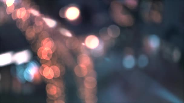 Рождественские Огни Светятся Темноте Улицах Города Ночное Время — стоковое видео