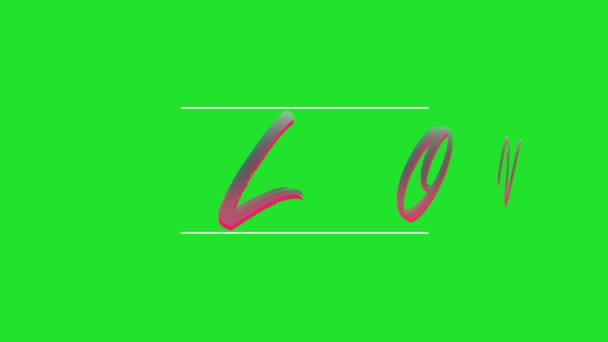Анимация Слова Любовь Стильные Красивые Яркие Буквы Любви Зеленом Экране — стоковое видео