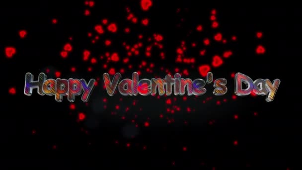 Animación Las Palabras Feliz Día San Valentín Contra Corazones Rojos — Vídeos de Stock