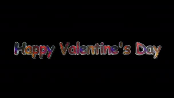 Animation Der Wörter Happy Valentines Day Auf Schwarzem Hintergrund — Stockvideo