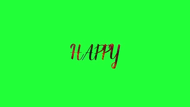 Yeşil Ekran Arkaplanında Gökkuşağı Metni Mutlu Sevgililer Günü — Stok video