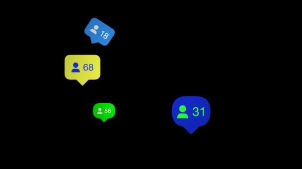 Redes Sociales Estilo Vivo Seguidores Contadores Sobre Fondo Negro — Vídeo de stock