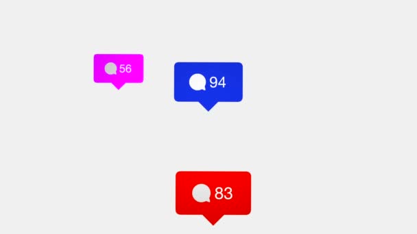 Multicolor Comentarios Redes Sociales Contadores Estilo Vivo Flotando Sobre Fondo — Vídeo de stock