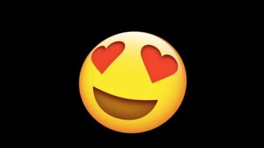 Sosyal medya uygulaması ve logosu için siyah arkaplanda 3D Heart Eyes emoji simgesi izole edildi