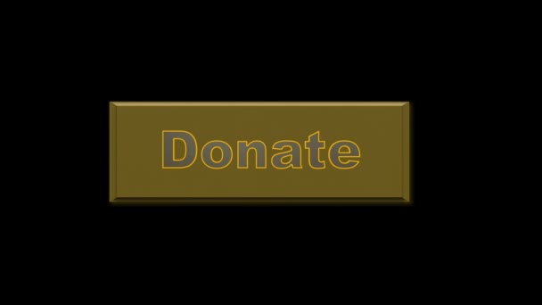Botón Donación Donar Icono Oro Sobre Fondo Blanco — Vídeo de stock