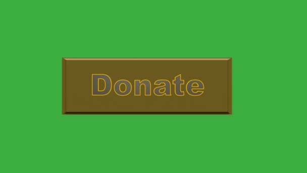 Spende Goldener Knopf Spenden Icon Auf Dem Grünen Bildschirm — Stockvideo