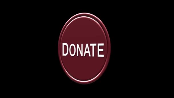 Pulsante Rosso Donazione Donare Icona Sfondo Nero — Video Stock