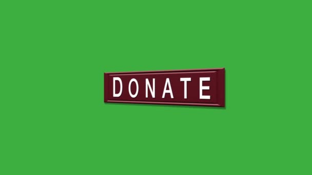 Rectangle Red Button Donation Donate Icon Green Screen — Stock Video