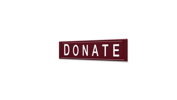 Retângulo Botão Vermelho Donação Doar Ícone Tela Verde — Vídeo de Stock