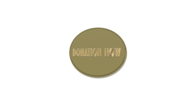 金色椭圆形按钮与黄金文字结束了 白色背景的捐赠图标 — 图库视频影像