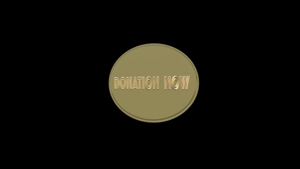Goldener Elliptischer Knopf Mit Goldenem Text Donation Now Donate Icon — Stockvideo