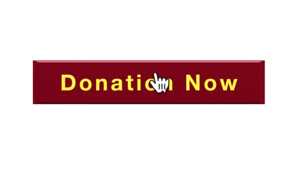 Red Donation Button Animations Arrow White Background — Stock video