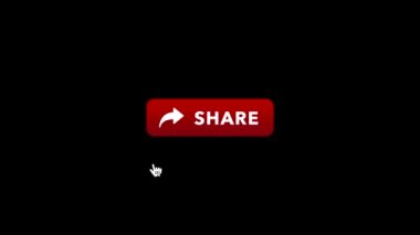 Siyah arkaplanda Rounded Share simgesine basan bir el imlecinin canlandırması