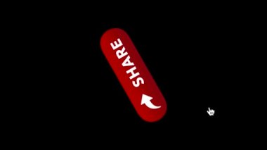 Siyah arkaplan üzerindeki Rounded animasyon paylaşım simgesi bilgisayarına tıklayan bir fare imlecinin canlandırması