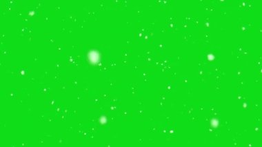 Büyük ve küçük Noel kar taneleri yavaş yavaş kroma tuşuna çarpıyor. Yeşil ekranlı kar görüntüleri.