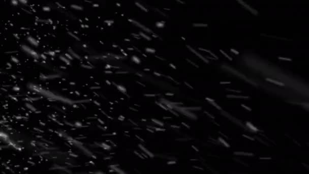 Снежная Буря Черном Фоне Тяжелый Рождественский Снег Падает Черном Фоне — стоковое видео