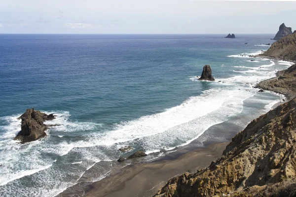 Benijo plaj ve Roques de Anaga, Anaga kırsal Park, Tenerife, Ca