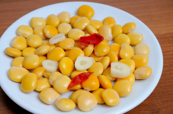 Lupin or Lupini Beans are the yellow legume seeds of Lupinus gen