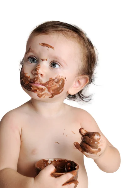 Korzystając z chwili, dziecko jedzenie czekolady Obraz Stockowy